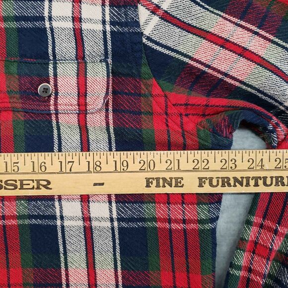 Tailor Vintage Reversible Flannel Shirt Mens Large Red Green Plaid Christmas - Picture 4 of 5